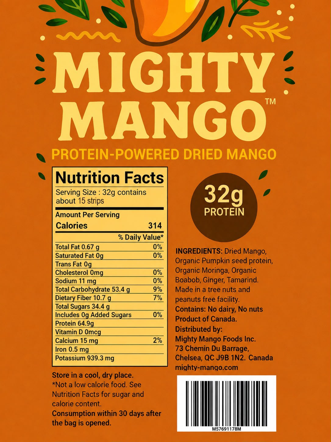 Mighty Mango — Family Size — back of pack